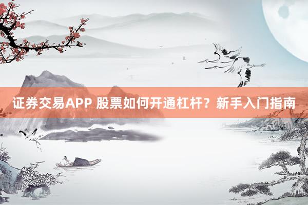 证券交易APP 股票如何开通杠杆？新手入门指南