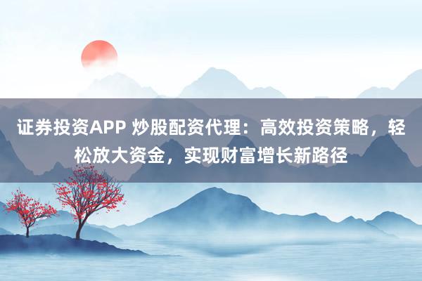 证券投资APP 炒股配资代理：高效投资策略，轻松放大资金，实现财富增长新路径