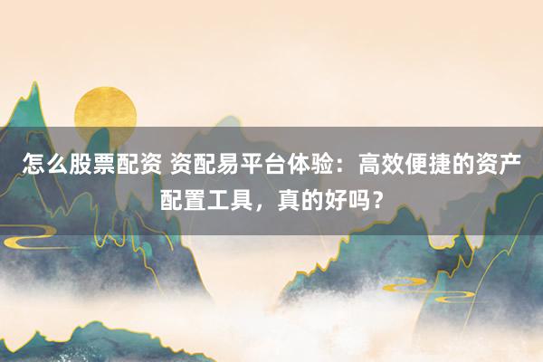 怎么股票配资 资配易平台体验：高效便捷的资产配置工具，真的好吗？