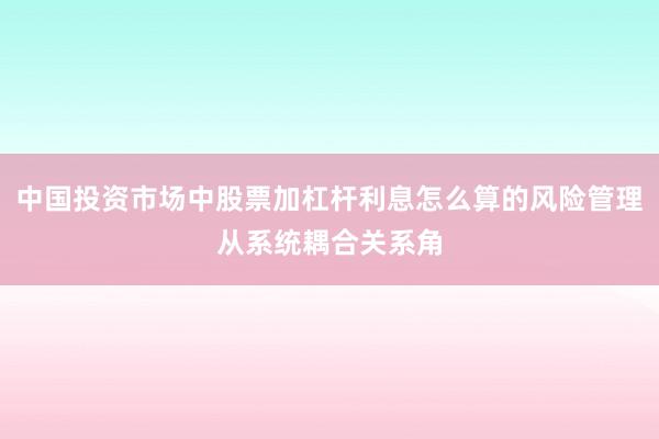 中国投资市场中股票加杠杆利息怎么算的风险管理从系统耦合关系角