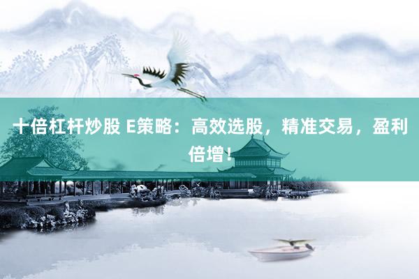 十倍杠杆炒股 E策略：高效选股，精准交易，盈利倍增！