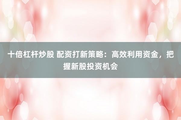十倍杠杆炒股 配资打新策略：高效利用资金，把握新股投资机会